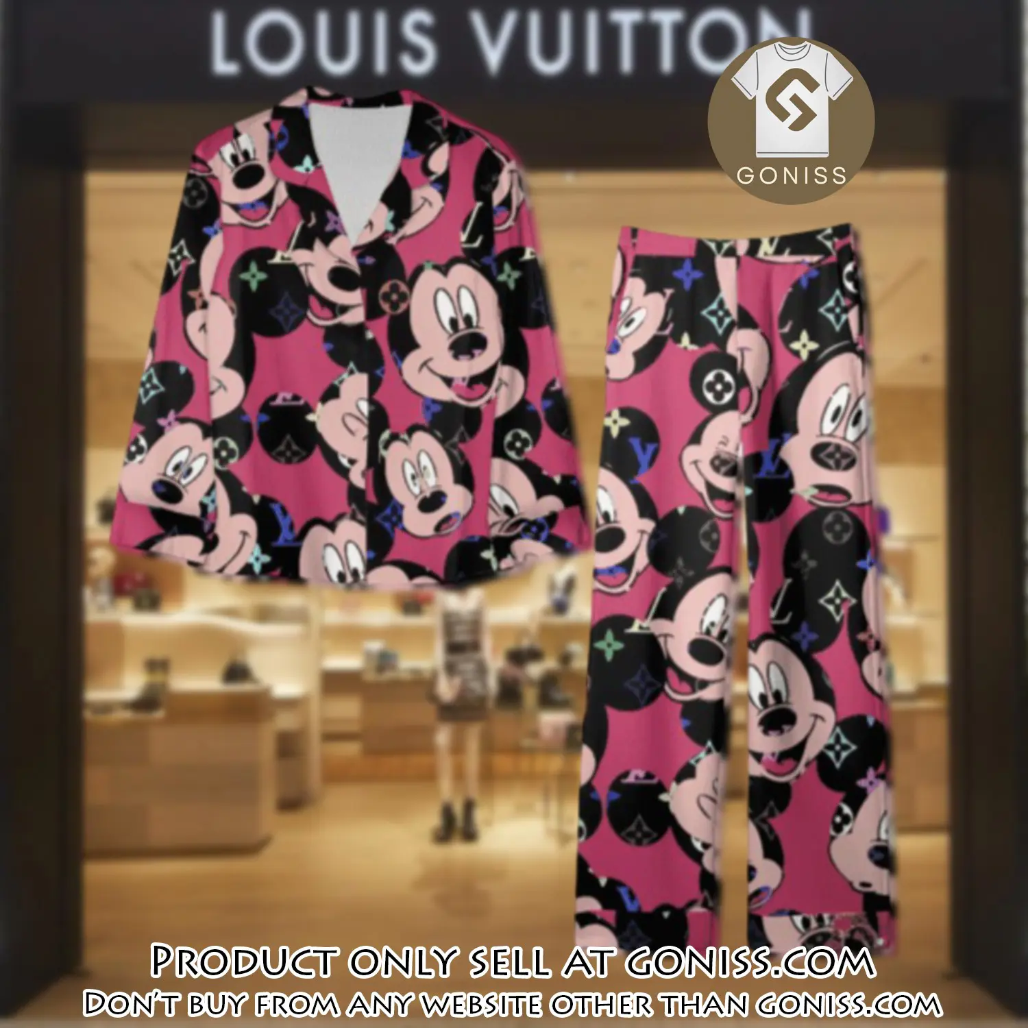 Trending luxury lv satin pajama set pjs1069 gn1205574